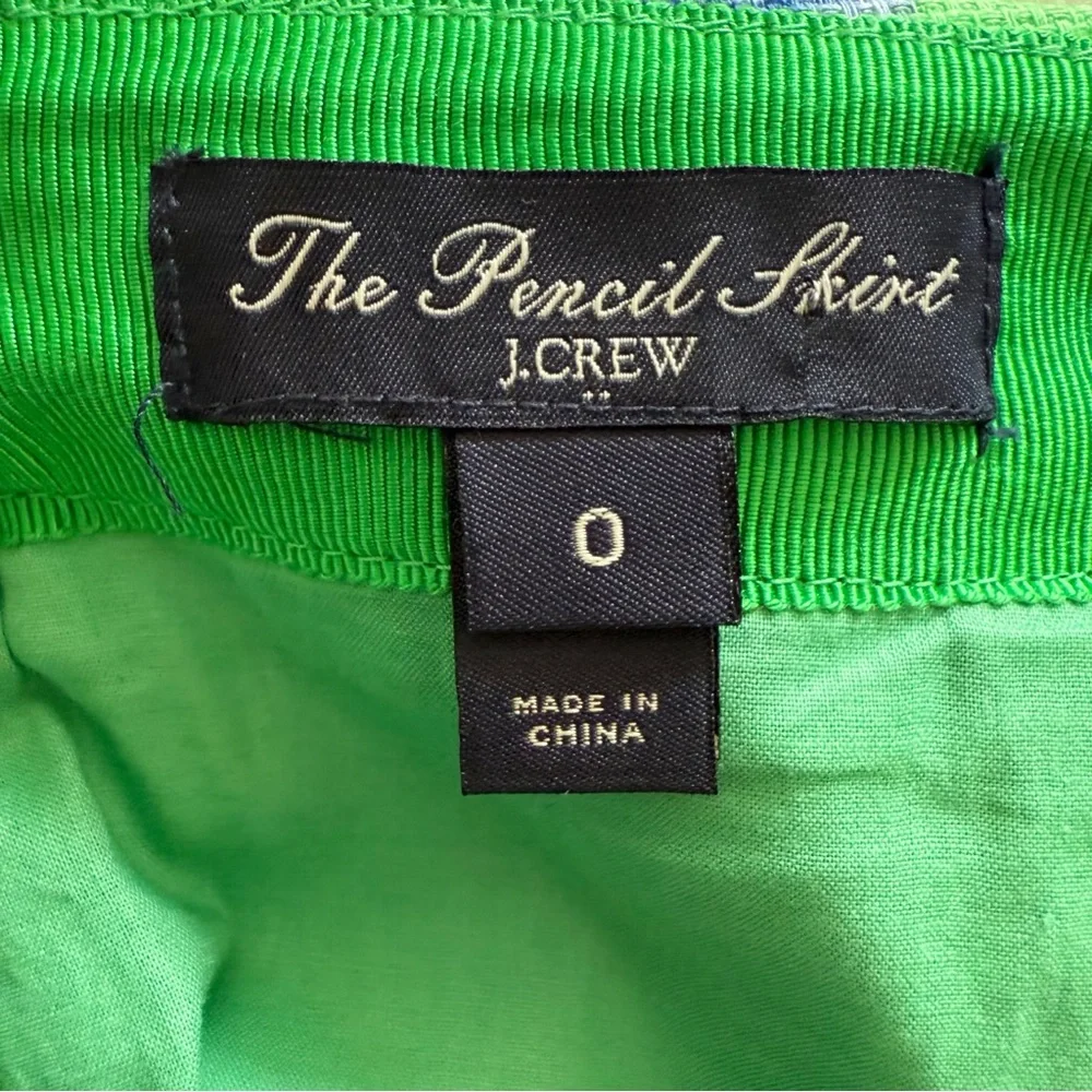 J. Crew The Pencil Skirt Floral Green Blue Women's Size 0